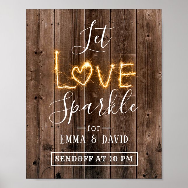 Let Love Sparkle | Rustic Barn Wood Wedding Sign (Front)