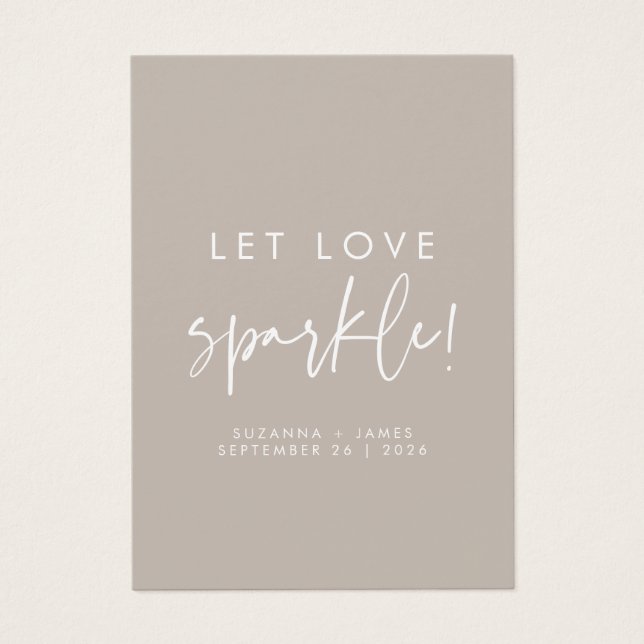 Let Love Sparkle Taupe Wedding Sparkler Tag (Front)