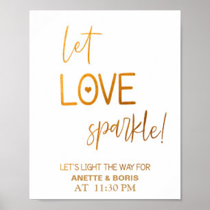 Let love sparkle wedding sign 8x10 poster
