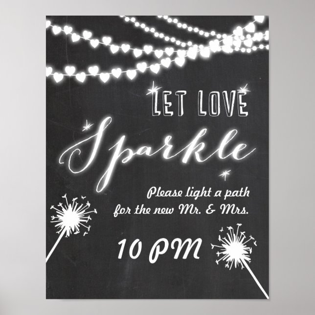 Let love sparkle wedding sign chalkboard (Front)