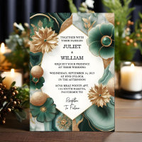 Let Marble Monstera Emerald Green And Gold Wedding