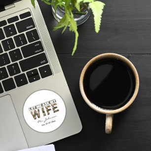 Let me ask my wife funny personalised classic round sticker