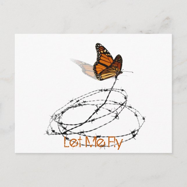 Let Me Fly -  Butterfly Caught in Barbed Wire Postcard (Front)