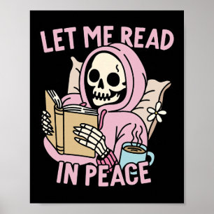Let Me Read In Peace Funny Ghost Reading Book Hall Poster