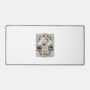 Let Me Read In Peace Ghost Book Lover Halloween De Desk Mat