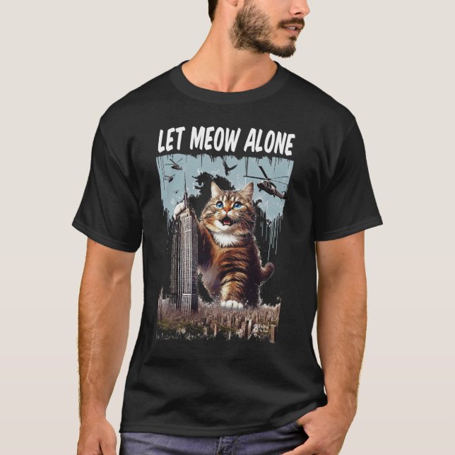 Let Meow Alone Men Black T-Shirt (Front)