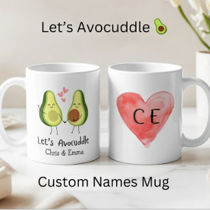 Let’s Avocuddle – Custom Avocado Couple Names Coffee Mug