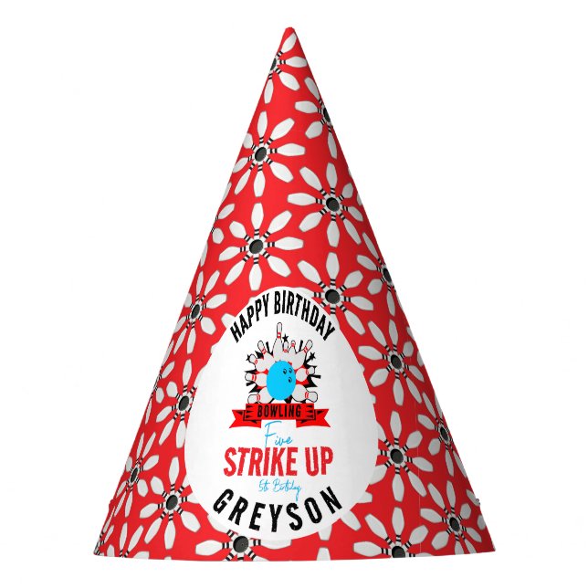 Let’s Bowl! Fun Kids 5th Birthday Party Bowling Hat (Front)