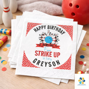 Let’s Bowl! Fun Kids 5th Birthday Party Bowling Napkin