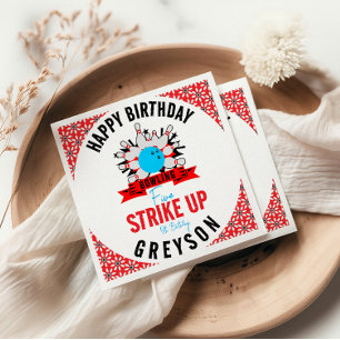 Let’s Bowl! Fun Kids 5th Birthday Party Bowling Napkin