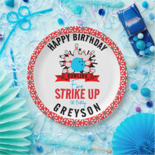 Let’s Bowl! Fun Kids 5th Birthday Party Bowling Paper Plate