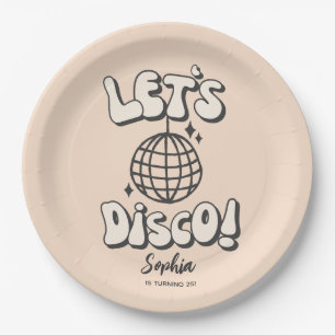 Let’s Disco Birthday Party Cream Paper Plate