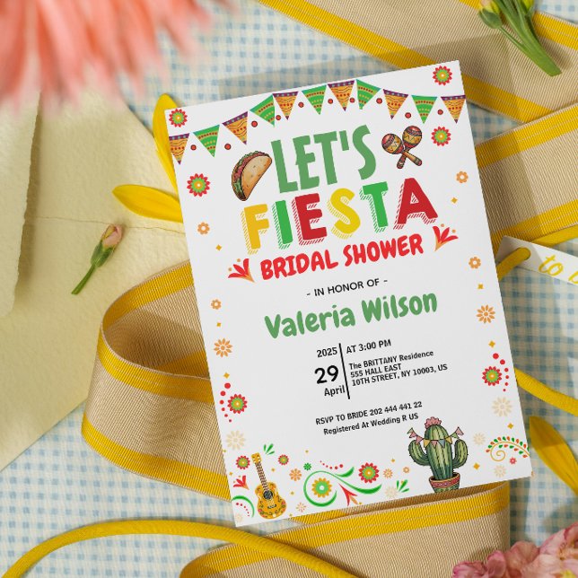 Let’s Fiesta Bridal Shower Colorful Mexican Invitation (let's fiesta bridal shower invitations cactus succulent mexican floral cinco de mayo colorful )