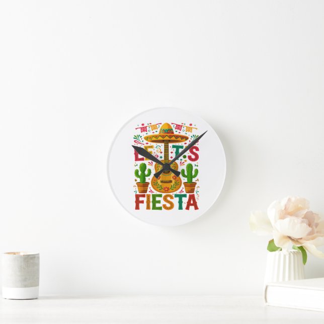 Let’s Fiesta Cinco De Mayo Fiesta Round Clock (Home)