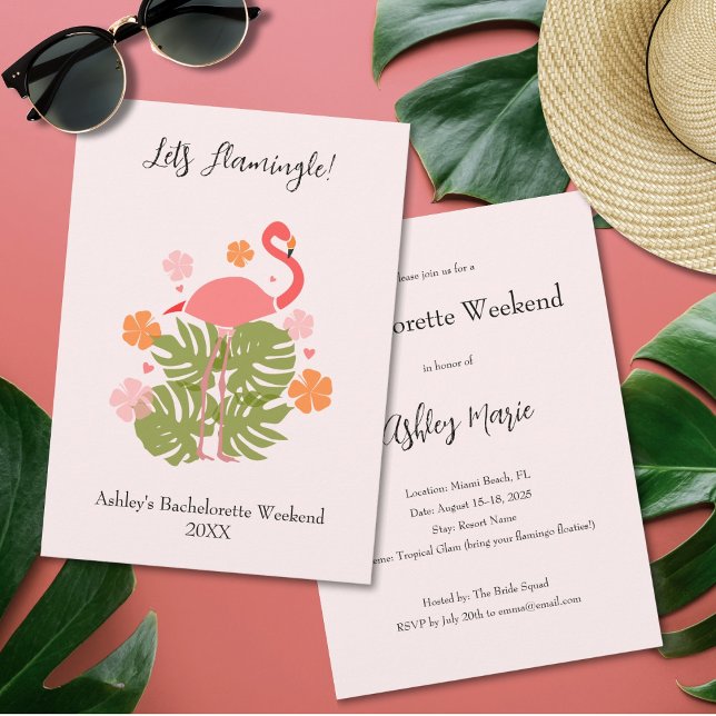 Let’s Flamingle Pink Flamingo Bachelorette Weekend Invitation (Creator Uploaded)