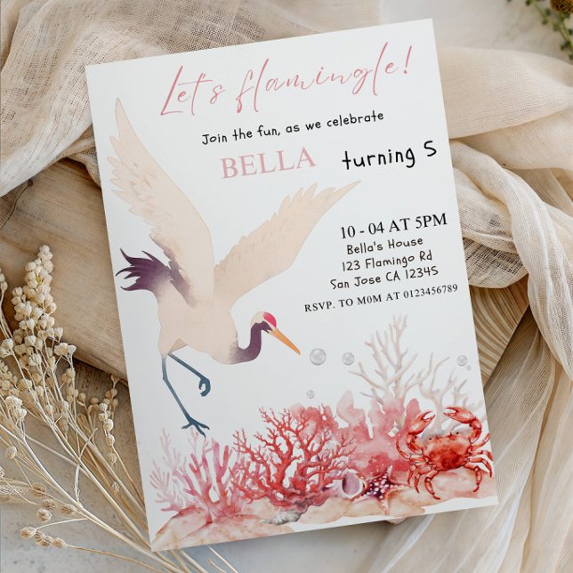 Let’s Flamingle! Pink Flamingo Girl Birthday Party Invitation (Creator Uploaded)