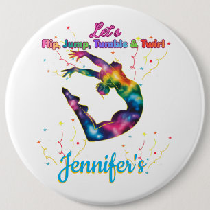 Let’s Flip, Jump, Tumble & Twirl Birthday Girl 6 Cm Round Badge