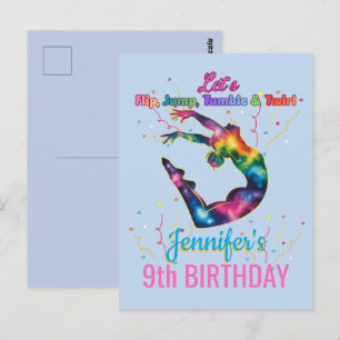 Let’s Flip, Jump, Tumble & Twirl Birthday Girl Postcard