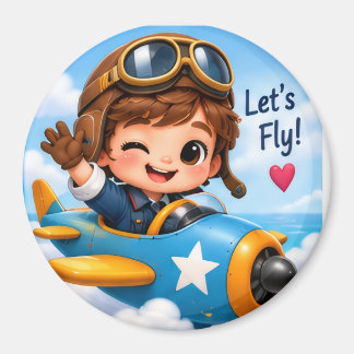 Let’s Fly Cute Little Pilot Aeroplane Magnet