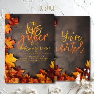 Let’s Gather for Thanksgiving Dinner   Fall Leaves Invitation