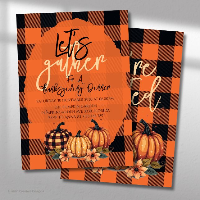 Let’s Gather Thanksgiving Dinner Fall Harvest Invitation (Creator Uploaded)