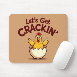 Let’s Get Crackin’ Funny Chicken Farm Pun Mouse Pad