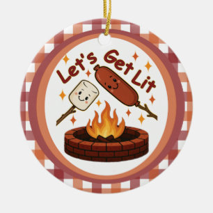 Let’s Get Lit Firepit – Cute Marshmallow & Hot Dog Ceramic Tree Decoration