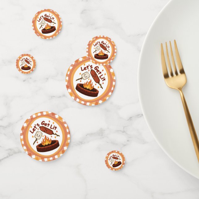Let’s Get Lit Firepit – Cute Marshmallow & Hot Dog Confetti (Group)