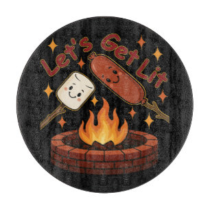 Let’s Get Lit Firepit – Cute Marshmallow & Hot Dog Cutting Board