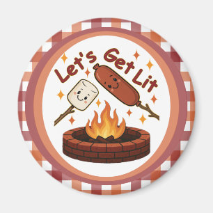Let’s Get Lit Firepit – Cute Marshmallow & Hot Dog Magnet