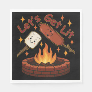 Let’s Get Lit Firepit – Cute Marshmallow & Hot Dog Napkin