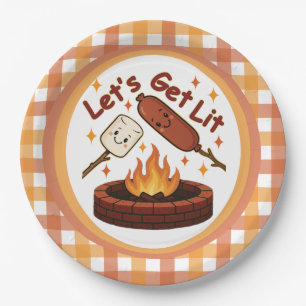 Let’s Get Lit Firepit – Cute Marshmallow & Hot Dog Paper Plate