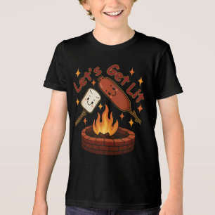 Let’s Get Lit Firepit – Cute Marshmallow & Hot Dog Tri-Blend Shirt