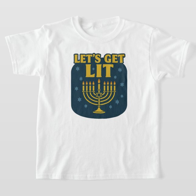 Let’s Get Lit Hanukkah Kids' T-Shirt (Laydown)