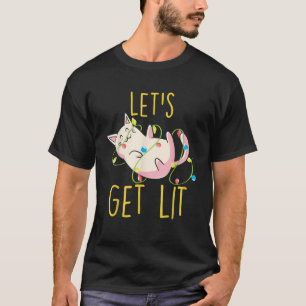 Let s Get Lit I Funny Light Chain Cat for Men Wome T-Shirt
