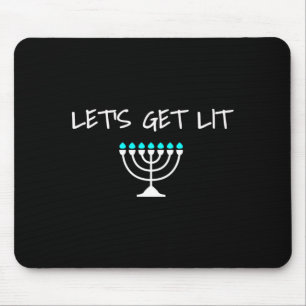 Let S Get Lit Jewish Hanukkah Menorah Chanukkah Mouse Pad
