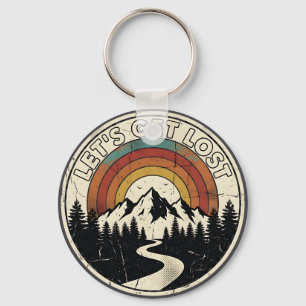 Let’s Get Lost Retro Mountain Adventure Outdoor Key Ring