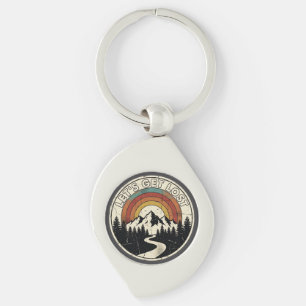 Let’s Get Lost Retro Mountain Adventure Outdoor Key Ring