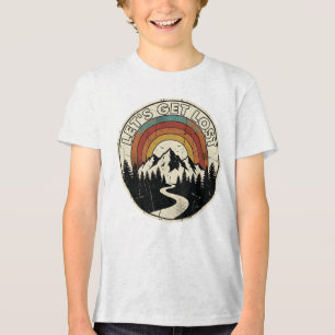 Let’s Get Lost Retro Mountain Adventure Outdoor Tri-Blend Shirt