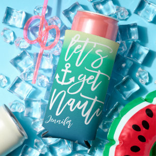 Let’s Get Nauti Blue Beach Bachelorette Seltzer Can Cooler