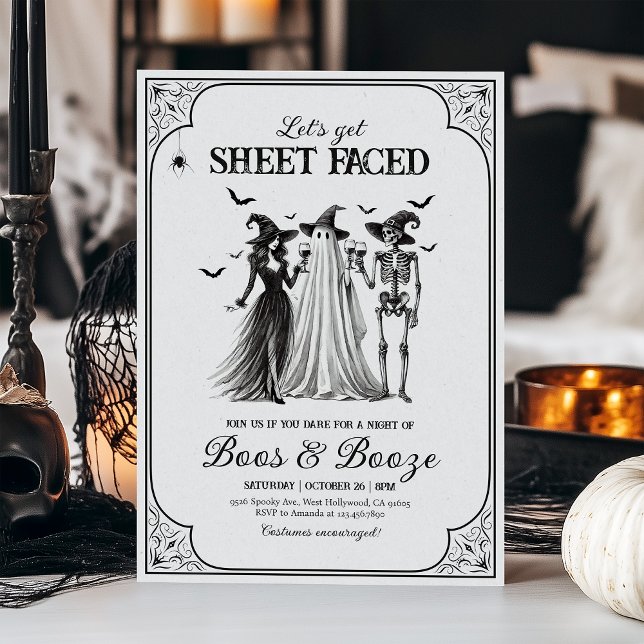 Let’s Get Sheet Faced Funny Adult Halloween Party Invitation (Creator Uploaded)