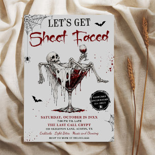 Let’s Get Sheet Faced Skeleton Halloween Party Invitation