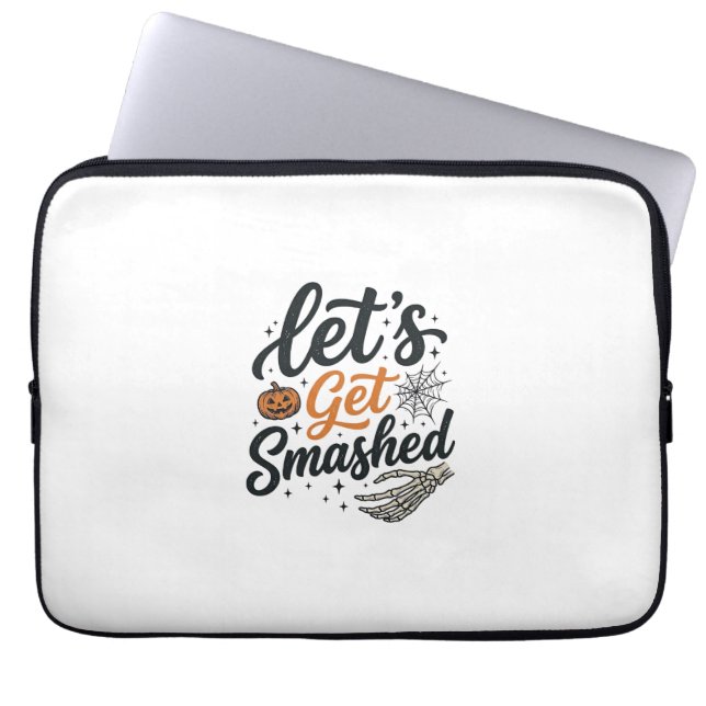 Let’s Get Smashed Halloween Pumpkin Laptop Sleeve (Front)