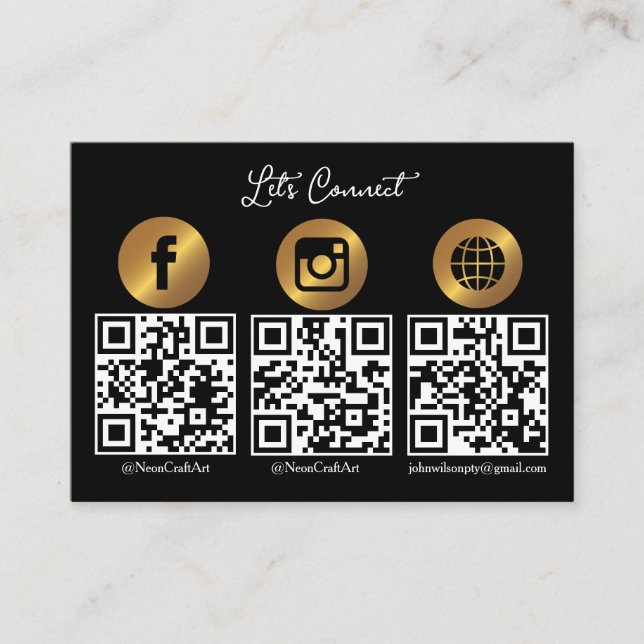 Let’s Get Social | Modern QR Code  Business Card (Front)