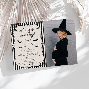 Let’s Get Spooky Black Gingham Halloween Baby Show Invitation