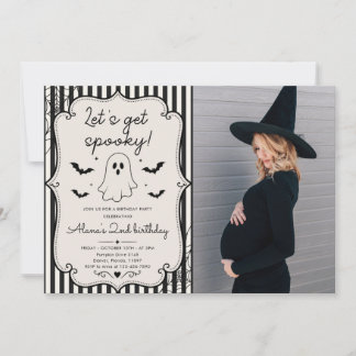 Let’s Get Spooky Black Gingham Halloween Baby Show Invitation