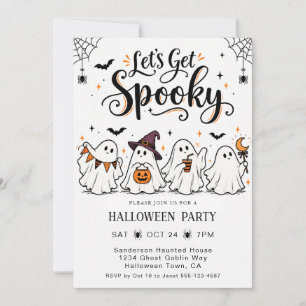 Let’s Get Spooky Cute Ghost Halloween Party Invitation