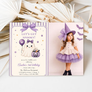 Let’s Get Spooky Purple Halloween Birthday Photo Invitation