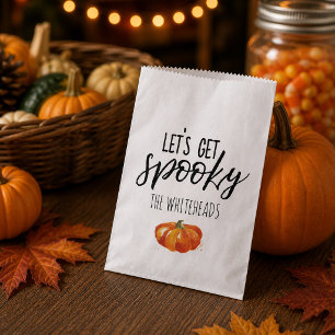 Let’s Get Spooky Watercolor Pumpkin Halloween Favour Bags
