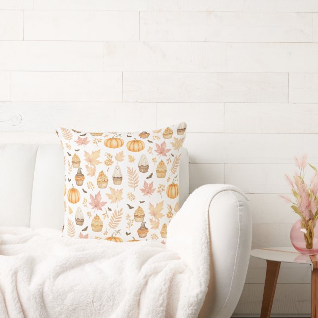 Let’s Get Spooky with Pumpkins, Leaves & Cupcake Cushion (Couch)